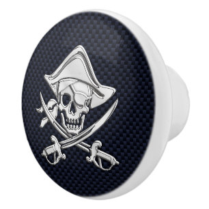 Pomo De Cerámica Pirata del cromo en la impresión náutica de la