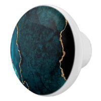 PixDezines Acuarela Agate Verde azulado oscuro Pom