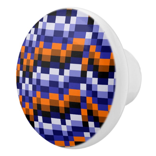 Pomo De Cerámica Píxel Art Ceramic Knob - Blues, Naranja y Tierra (Derecha)