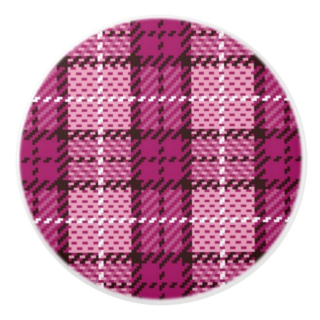 Pomo De Cerámica Pixel Plaid_Magenta-Black (Anverso)