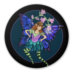 Pomo De Cerámica Pixie alado azul