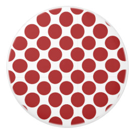 Pomo De Cerámica Pizarra cerámica de polka roja y blanca
