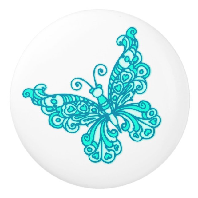 Pomo De Cerámica Pizarra de arte de la mariposa capilar (Anverso)
