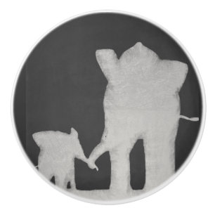 Pomo De Cerámica Pizarra de la familia del elefante