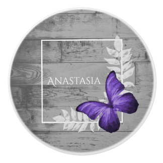 Pomo De Cerámica Pizarra Mariposa Rústica Personalizada Cubierta Ce