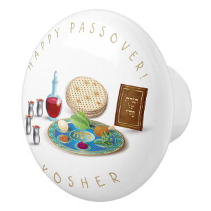 Pomo De Cerámica Placa feliz Pesach kosher del Passover