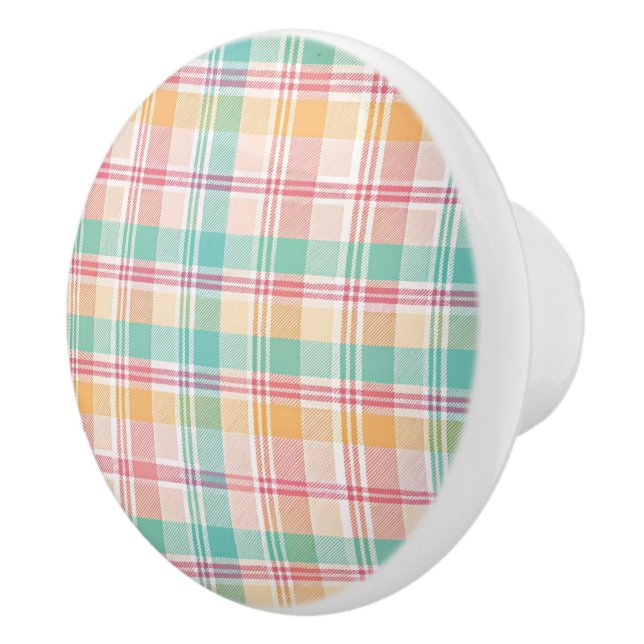 Pomo De Cerámica Plaid de cuadros multicolor (Derecha)