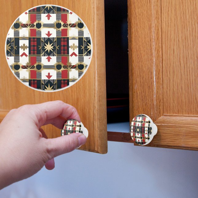 Pomo De Cerámica Plaid de Estrellas y Flechas (Subido por el creador)