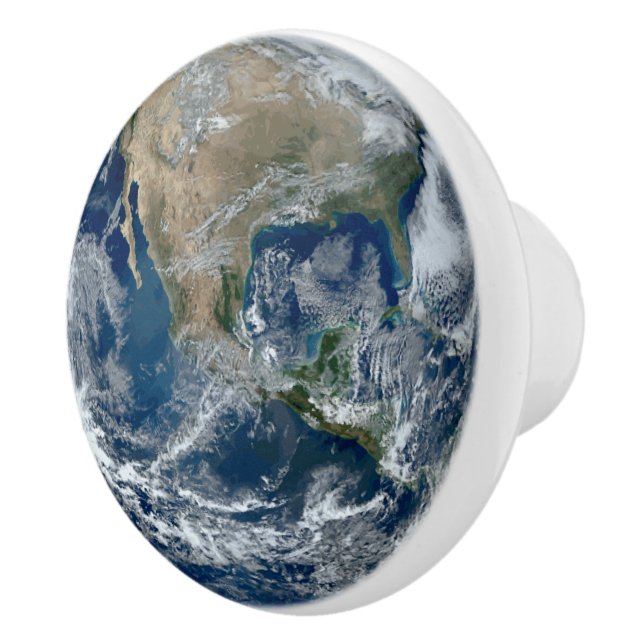 Pomo De Cerámica Planeta Tierra desde el espacio ultraterrestre con (Derecha)