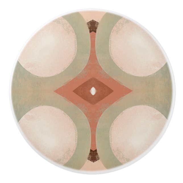 Pomo De Cerámica Plano Orgánico Moderno Medio Siglo Mint Terracotta (Anverso)