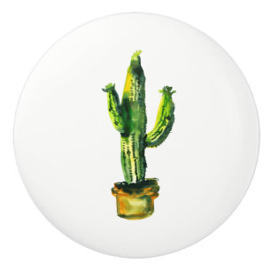 Pomo De Cerámica Planta del Desierto Cactus Boho Rústico Suroeste