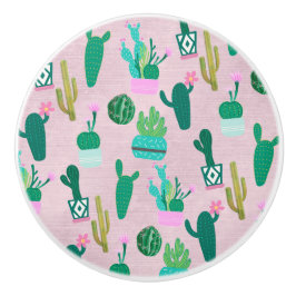 Pomo De Cerámica Plantas de Cactus Cactáceas del Suroeste Rústico R