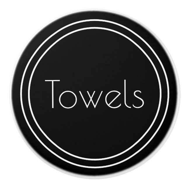 Pomo De Cerámica Plantilla de texto simple en blanco y negro  (Anverso)