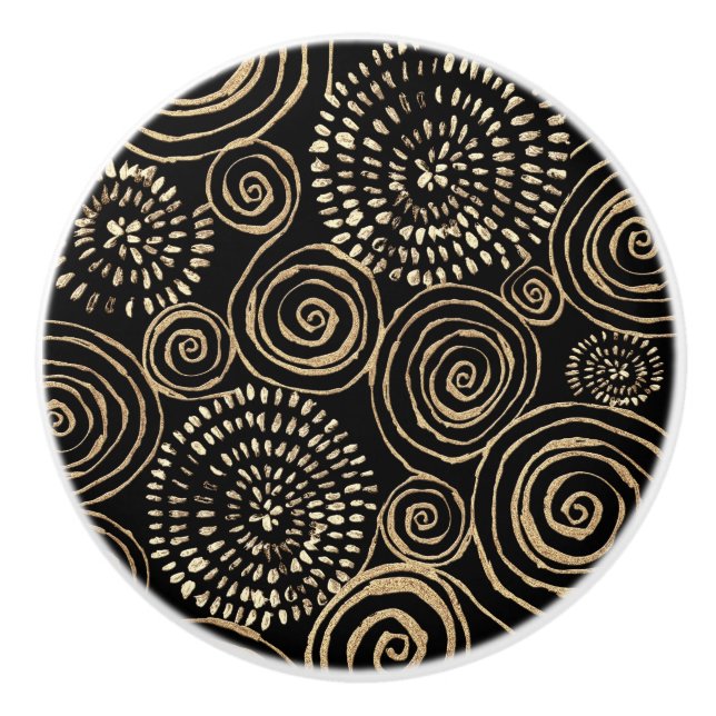 Pomo De Cerámica Plata dorada negra moderna (Anverso)