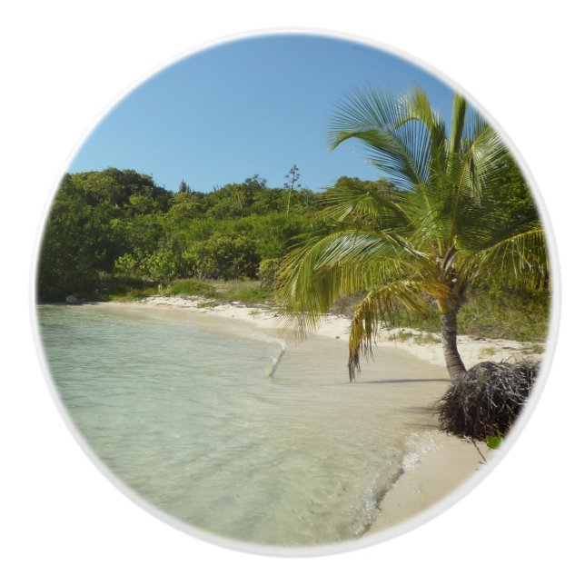 Pomo De Cerámica Playa Antigua Hermoso Paisaje Tropical (Anverso)