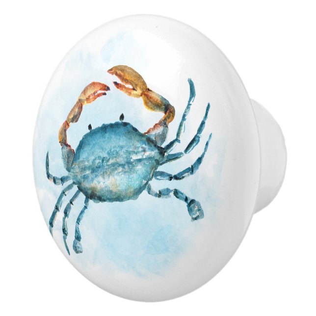 Pomo De Cerámica Playa de acuarela de Blue Crab (Derecha)