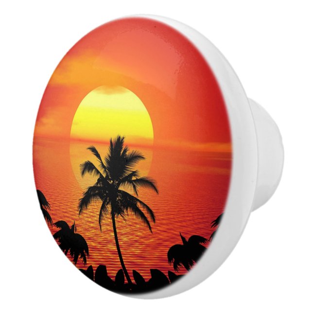 Pomo De Cerámica Playa de Palm Tropical Red Sun (Derecha)