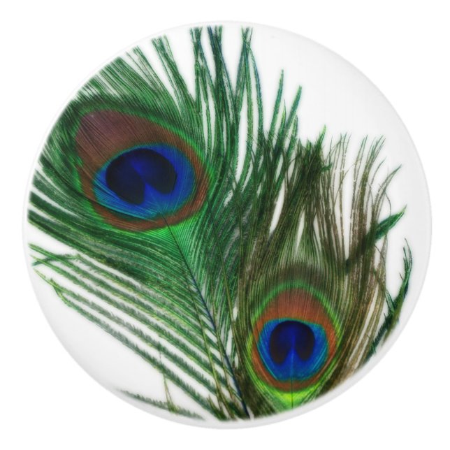 Pomo De Cerámica Pluma preciosa del pavo real (Anverso)