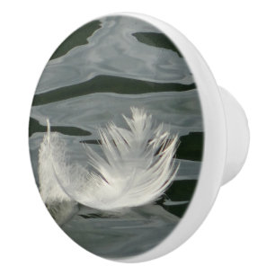 Pomo De Cerámica plumas blancas de bonito