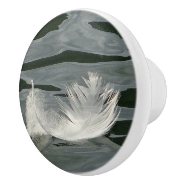 Pomo De Cerámica plumas blancas de bonito (Derecha)