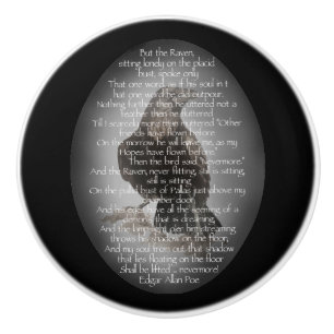 Pomo De Cerámica Poema de Edgar Allan Poe con arte acuarela