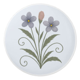 Pomo De Cerámica Poignée en Céramique fleur bleue
