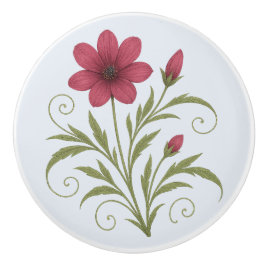 Pomo De Cerámica Poignée en Céramique fushia botanique, élégante