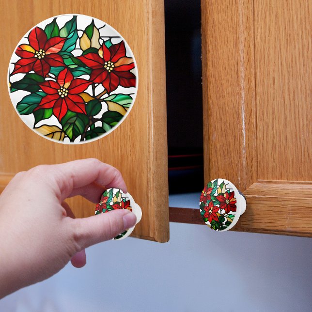 Pomo De Cerámica Poinsettia de vidrio con manchas falsas (Subido por el creador)