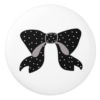 Pomo De Cerámica Polka Bow Knob