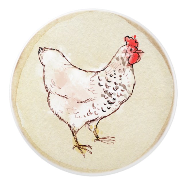 Pomo De Cerámica Pollo de granja (Anverso)