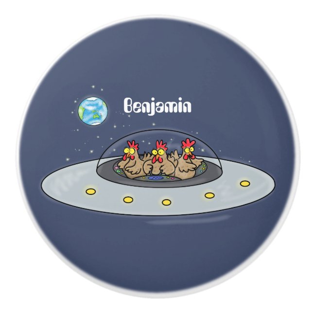 Pomo De Cerámica Pollos divertidos en el ilustracion del personaliz (Anverso)