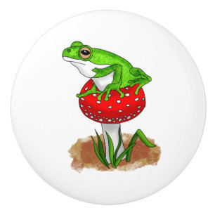 Pomo De Cerámica Poner a Froggy con él Rana divertida