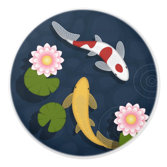 Pomo De Cerámica Pono japonés Koi Fish (Anverso)