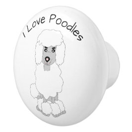 Pomo De Cerámica Poodle Dog Design