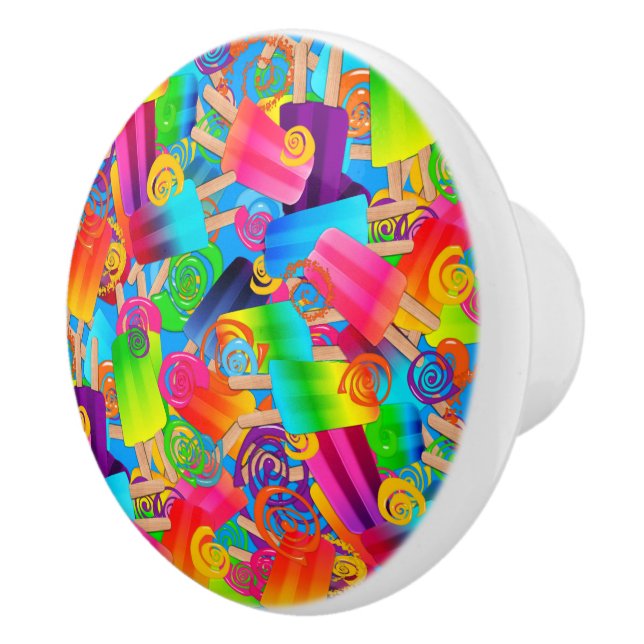 Pomo De Cerámica Popsicle Swirls CKC, Blue-CERAMIC PULL KNOB (Derecha)