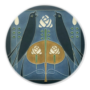 Pomo De Cerámica Portadas de cerámica y armarios - Rosas de aves