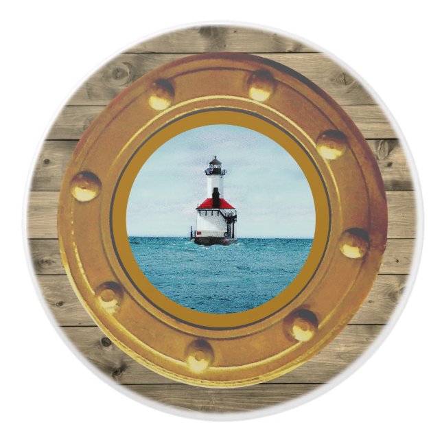 Pomo De Cerámica Porthole Lighthouse Ceramic Pull (Anverso)