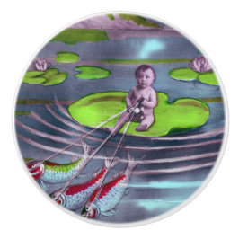 Pomo De Cerámica postal francesa de April Fool