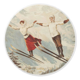 Pomo De Cerámica Poster de esquí francés Chamonix Mont Blanc Vintag