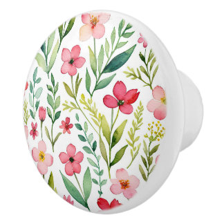Pomo De Cerámica Prado de flores silvestres