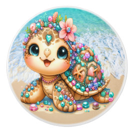 Pomo De Cerámica Preciosas tortugas bebés en llamas - Más en camino