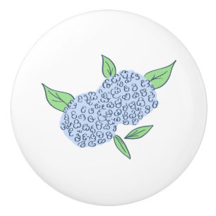 Pomo De Cerámica Preppy Hydrangea Coastal Nueva Inglaterra