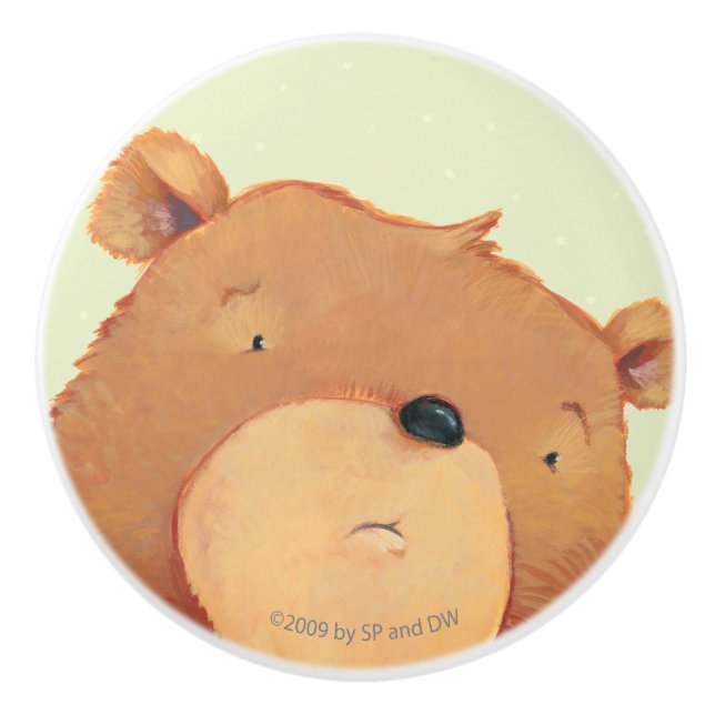 Pomo De Cerámica Primer del oso de Brown grande (Anverso)