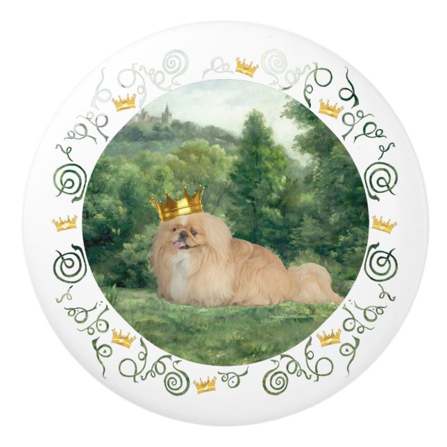 Pomo De Cerámica Princely Pekingese (Anverso)