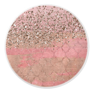 Pomo De Cerámica Princesa india marroquí Glam del purpurina rosado