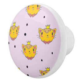 Pomo De Cerámica Princesa Kitty cat en morado