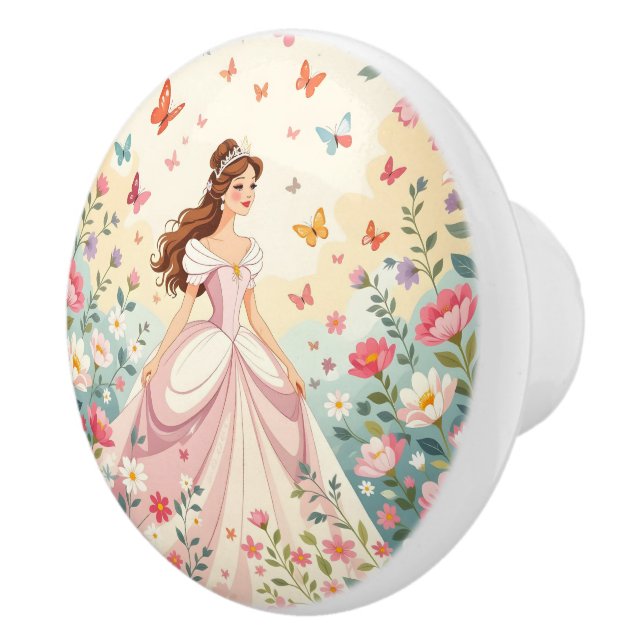 Pomo De Cerámica Princesa linda con mariposas (Derecha)