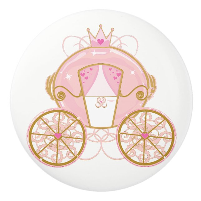 Pomo De Cerámica Princesa Royal Carriage Arte de Muro Rosa y Oro (Anverso)