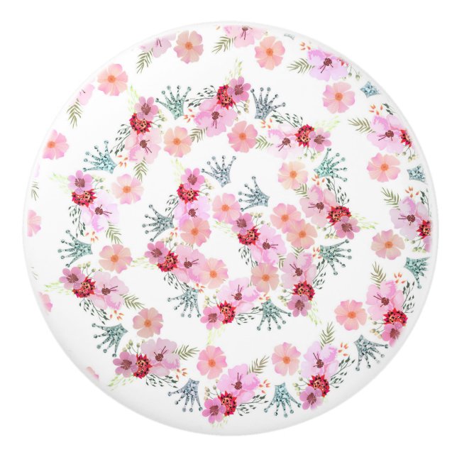 Pomo De Cerámica Princesas florales rusas Chicas dormitorio Shabby  (Anverso)