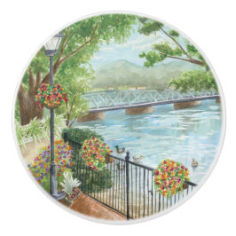 Pomo De Cerámica Puente New Hope Lambertville Romántico Botón Cerám